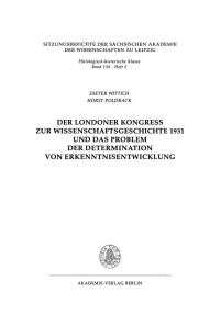 Cover image: Der Londoner Kongress zur Wissenschaftsgeschichte 1931 und das Problem der Determination von Erkenntnisentwicklung 1st edition 9783112711620