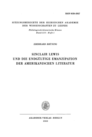 Imagen de portada: Sinclair Lewis und die endgültige Emanzipation der amerikanischen Literatur 1st edition 9783112712368