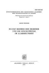 صورة الغلاف: Sultan Mehmed der Eroberer und die Epochenwende im 15. Jahrhundert 1st edition 9783112712382