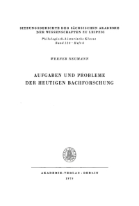 Titelbild: Aufgaben und Probleme der heutigen Bachforschung 1st edition 9783112712443