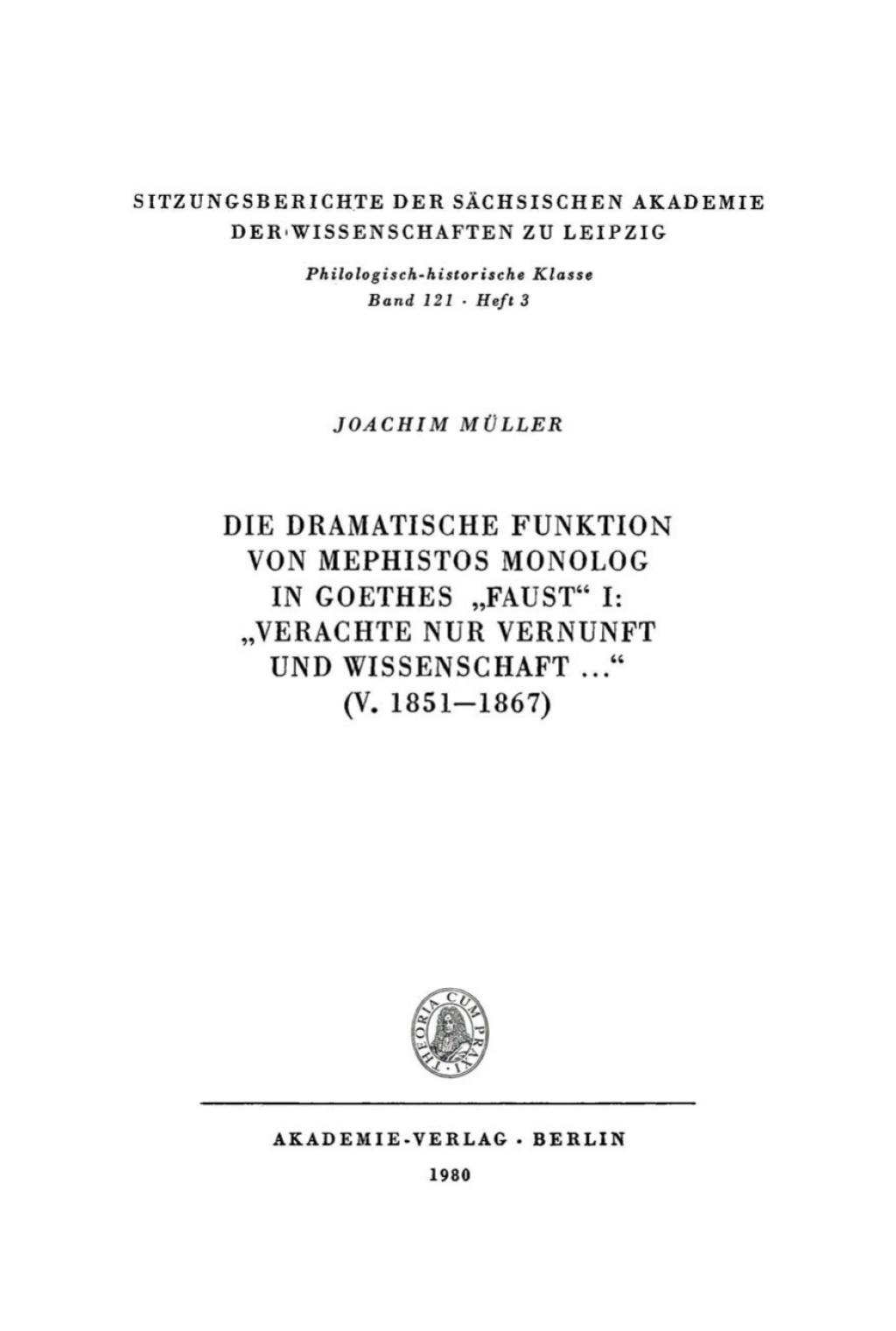 Die dramatische Funktion von Mephistos Monolog in Goethes „Faust“ I: „Verachte nur Vernunft und Wissenschaft …“ (V. 1851–1867) 1st Edition