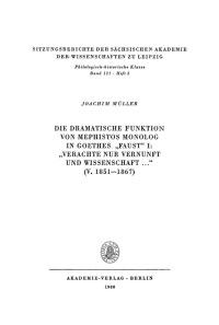 Cover image: Die dramatische Funktion von Mephistos Monolog in Goethes „Faust“ I: „Verachte nur Vernunft und Wissenschaft ...“ (V. 1851–1867) 1st edition 9783112712481