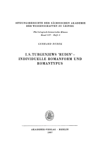 Titelbild: I. S. Turgenjews ‘Rudin’ – Individuelle Romanform und Romantypus 1st edition 9783112712580