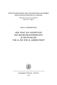 Titelbild: Der Staat als Gegenstand des Hochschulunterrichts in Deutschland vom 16. bis zum 18. Jahrhundert 1st edition 9783112712689