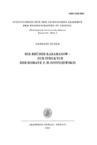 Cover image: Die Brüder Karamasow – Zur Struktur der Romane F. M. Dostojewskis 1st edition 9783112712849