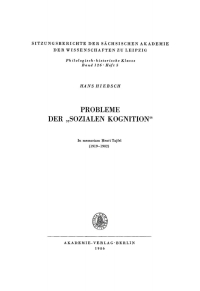 Cover image: Probleme der „Sozialen Kognition“ 1st edition 9783112712887