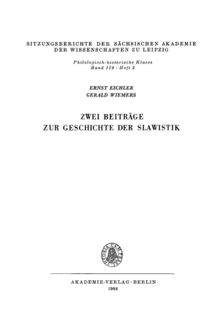 Cover image: Zwei Beiträge zur Geschichte der Slawistik 1st edition 9783112712924