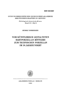 Cover image: Vom künstlerisch gestalteten Hartporzellan Böttgers zum technischen Porzellan im 19. Jahrhundert 1st edition 9783112712986