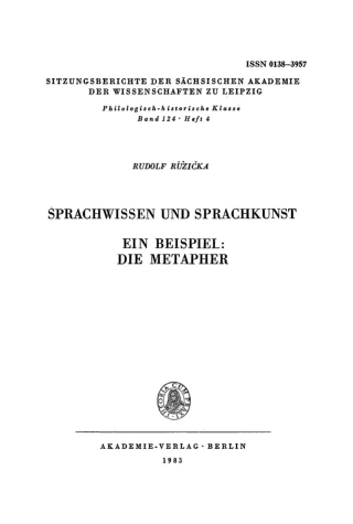 Titelbild: Sprachwissen und Sprachkunst 1st edition 9783112713082