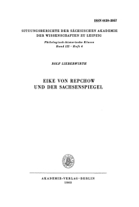 صورة الغلاف: Eike von Repchow und der Sachsenspiegel 1st edition 9783112713228