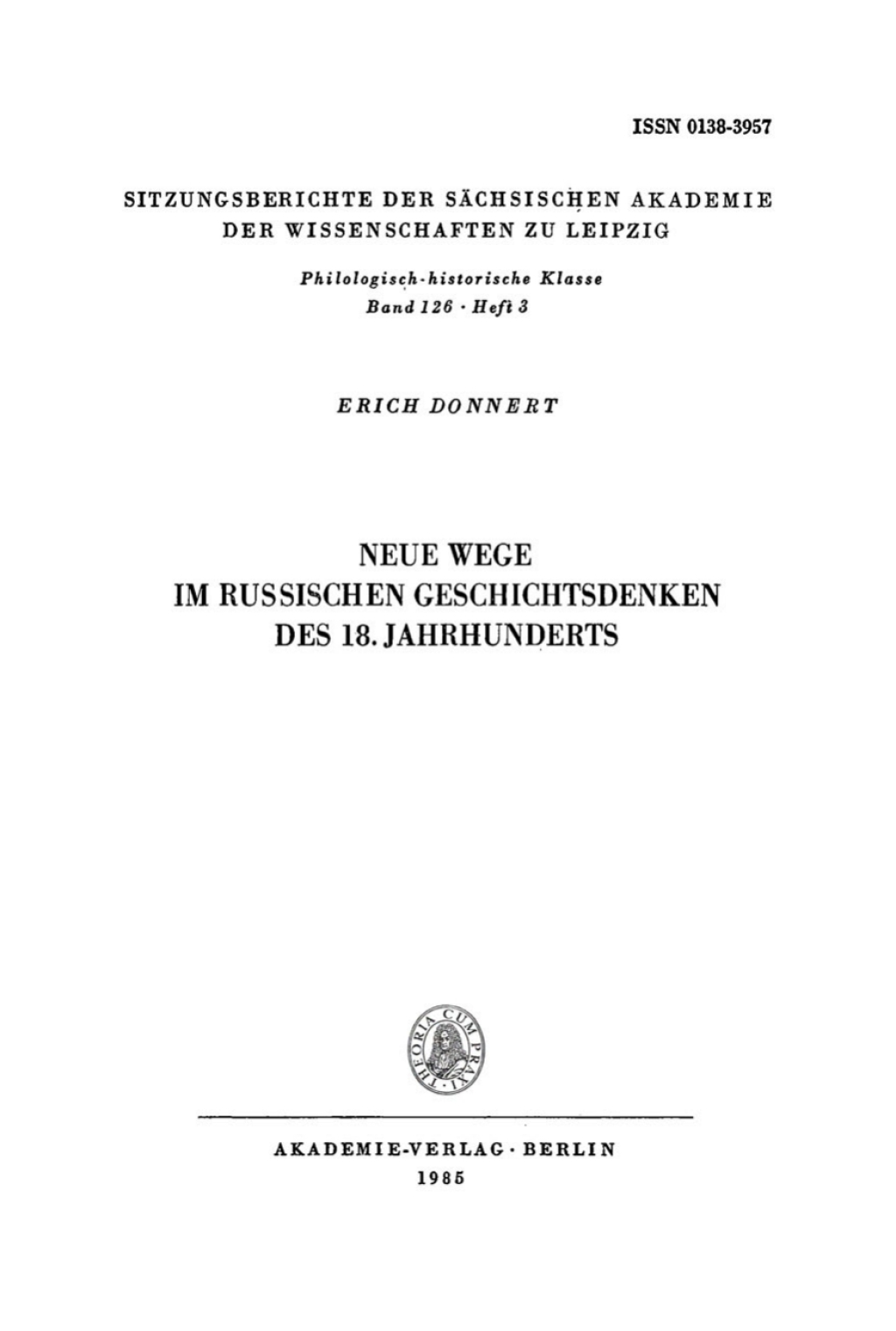 Neue Wege im russischen Geschichtsdenken des 18. Jahrhunderts 1st Edition