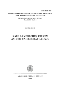 Titelbild: Karl Lamprechts Wirken an der Universität Leipzig 1st edition 9783112713389