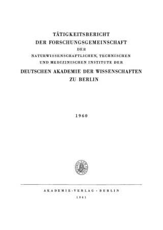 Imagen de portada: 1960 1st edition 9783112713488
