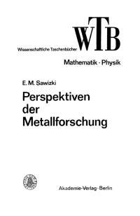 Cover image: Perspektiven der Metallforschung 1st edition 9783112714546