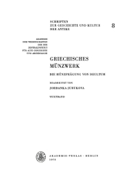 Cover image: Griechisches Münzwerk. Die Münzprägung von Deultum 1st edition 9783112716083