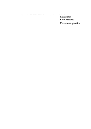 Titelbild: Formelmanipulation mit dem Computer 1st edition 9783112716960