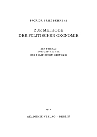 Titelbild: Zur Methode der politischen Ökonomie 1st edition 9783112717127