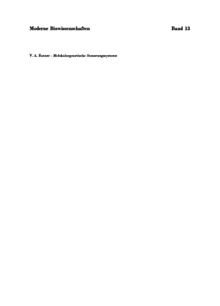 Cover image: Molekulargenetische Steuerungssysteme 1st edition 9783112717486