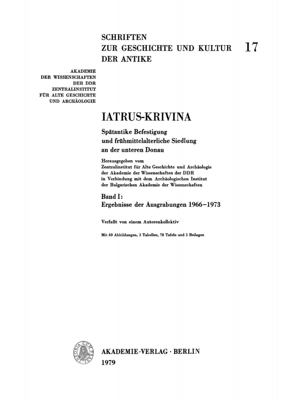 Ergebnisse der Ausgrabungen 1966–1973 1st Edition