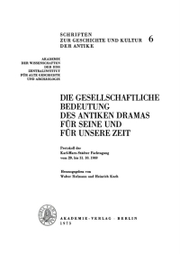 Cover image: Die gesellschaftliche Bedeutung des antiken Dramas für seine und für unsere Zeit 1st edition 9783112718445