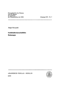 Cover image: Gesellschaftswissenschaftliche Besinnungen 1st edition 9783112719541