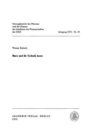 Cover image: Marx und die Technik heute 1st edition 9783112719565