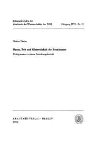 Omslagafbeelding: Raum, Zeit und Klasseninhalt der Renaissance 1st edition 9783112719589