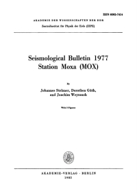 Cover image: Seismological Bulletin 1977 Station Moxa (MOX) 1st edition 9783112719626