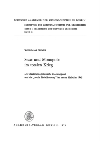 Cover image: Staat und Monopole im totalen Krieg 1st edition 9783112720288