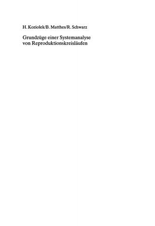 Titelbild: Grundzüge einer Systemanalyse von Reproduktionskreisläufen 1st edition 9783112721384
