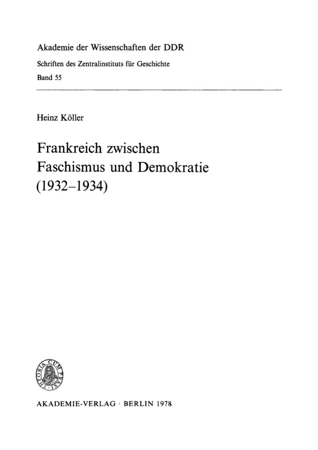 Frankreich zwischen Faschismus und Demokratie (1932–1934) 1st Edition