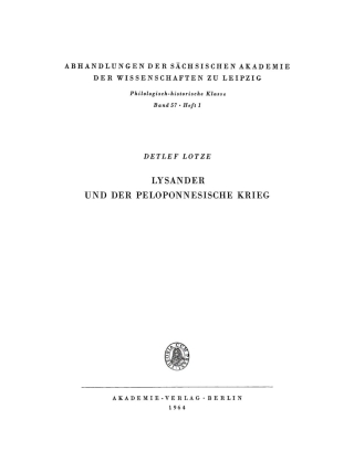 Cover image: Lysander und der peloponnesische Krieg 1st edition 9783112722008