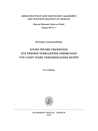 Cover image: Einige neuere Ergebnisse zur Theorie turbulenter Strömungen von Gasen stark veränderlicher Dichte 1st edition 9783112722169