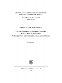 Cover image: Thermodynamische Untersuchungen zum Dampfkraftprozess mit Hilfe von Kreisprozesscharakteristiken 1st edition 9783112722183