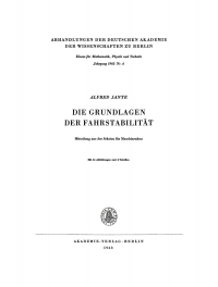 Cover image: Die Grundlagen der Fahrstabilität 1st edition 9783112722206