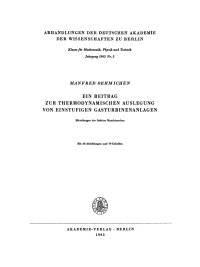 Cover image: Ein Beitrag zur thermodynamischen Auslegung von einstufigen Gasturbinenanlagen 1st edition 9783112722220