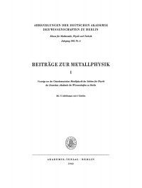 Cover image: Beiträge zur Metallphysik, I 1st edition 9783112722268