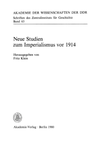 Imagen de portada: Neue Studien zum Imperialismus vor 1914 1st edition 9783112722589