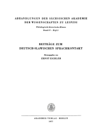 Cover image: Beiträge zum deutsch-slawischen Sprachkontakt 1st edition 9783112722725