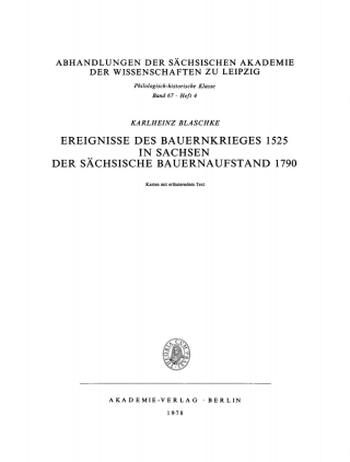 Cover image: Ereignisse des Bauernkrieges 1525 in Sachsen der sächsische Bauernaufstand 1790 1st edition 9783112722824