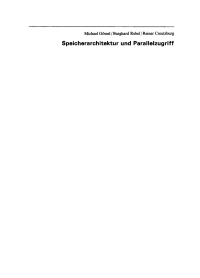 Cover image: Speicherarchitektur und Parallelzugriff 1st edition 9783112723241