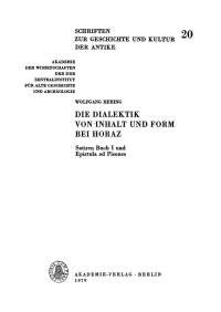 Cover image: Die Dialektik von Inhalt und Form bei Horaz 1st edition 9783112723364