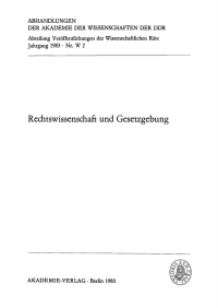 Cover image: Rechtswissenschaft und Gesetzgebung 1st edition 9783112723425