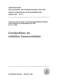 Cover image: Grundprobleme der rechtlichen Verantwortlichkeit 1st edition 9783112723562