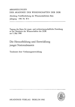 Imagen de portada: Die Herausbildung und Entwicklung junger Nationalstaaten 1st edition 9783112723609
