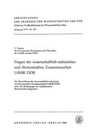 Cover image: Fragen der wissenschaftlich-technischen und ökonomischen Zusammenarbeit UdSSR/DDR 1st edition 9783112723647