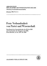 Cover image: Feste Verbundenheit von Partei und Wissenschaft 1st edition 9783112723821