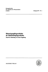 Imagen de portada: Historiographiegeschichte als Methodologiegeschichte 1st edition 9783112724064