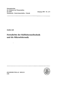 Cover image: Fortschritte der Halbleitermeßtechnik und die Mikroelektronik 1st edition 9783112724309