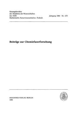 Imagen de portada: Beiträge zur Chemiefaserforschung 1st edition 9783112724347